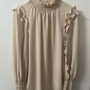 Max Studio Cream Ruffle Blouse